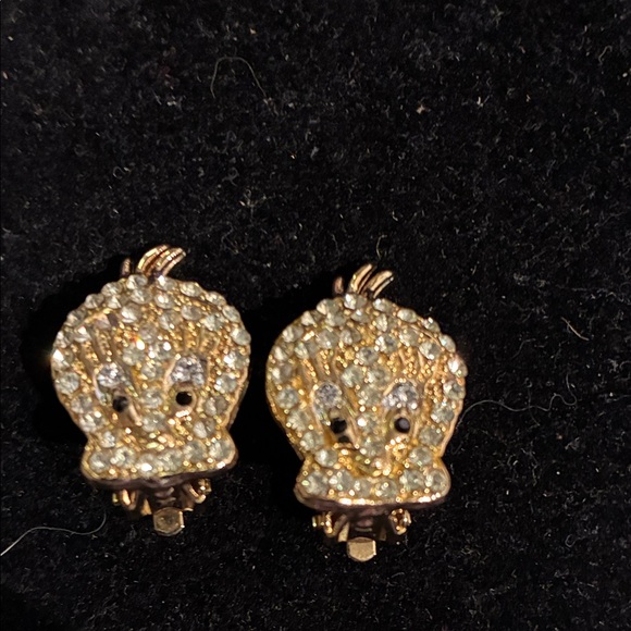 Gold tweety bird clip on Earrings vintage - Picture 1 of 4